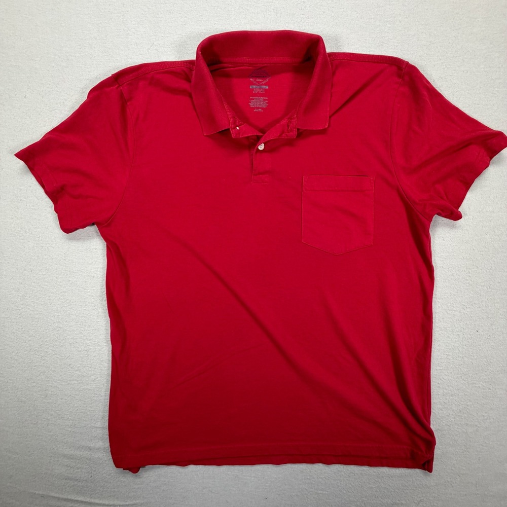 St. John's Bay Polo Shirt Mens Large Good Red Performance Quick Dry Pocket Shirt